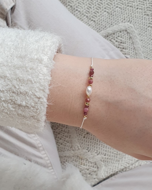 Bransoletka Ruby | perła, rodonit, granat, hematyt